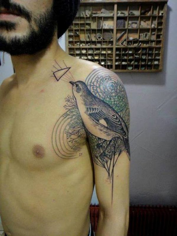Sweet Sparrow Geometric Tattoo
