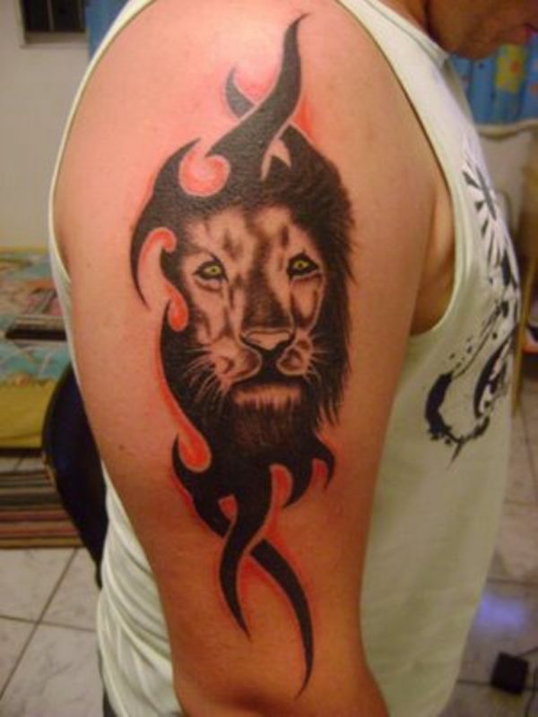 Sweet Tribal Lion Face Tattoo