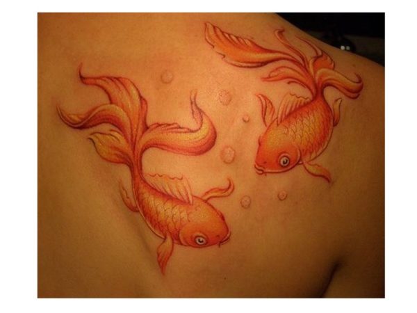 Sweet Two Fish Tattoo On Shoulder