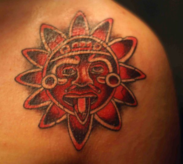 Sun Tattoo On Shoulder