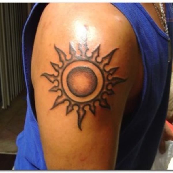 Tribal Sun Tattoo For Bicep