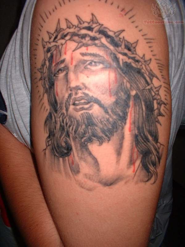 Tattoo Of Jesus On Shoulder