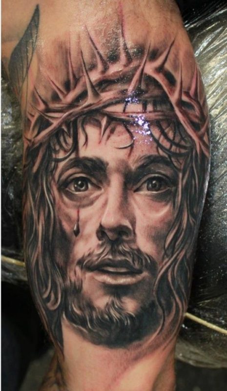 Thorny Crown On Jesus Tattoo