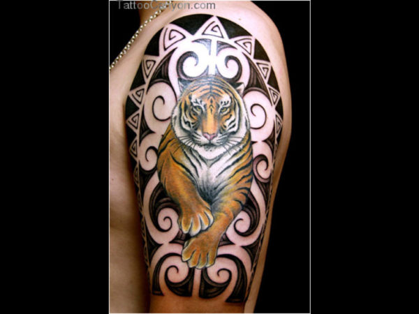 Tiger Sleeve Shoulder Tattoo