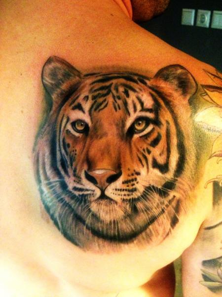 Tiger Tattoo On Shoulder Back