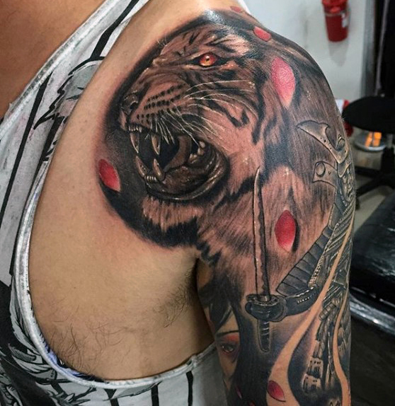 Tiger Tattoo On Shoulder