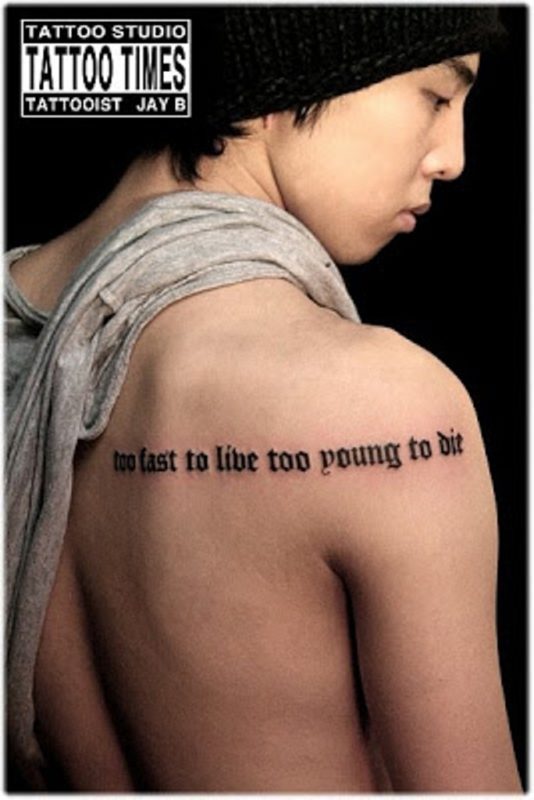 Too Fast Too Life Lettering Tattoo