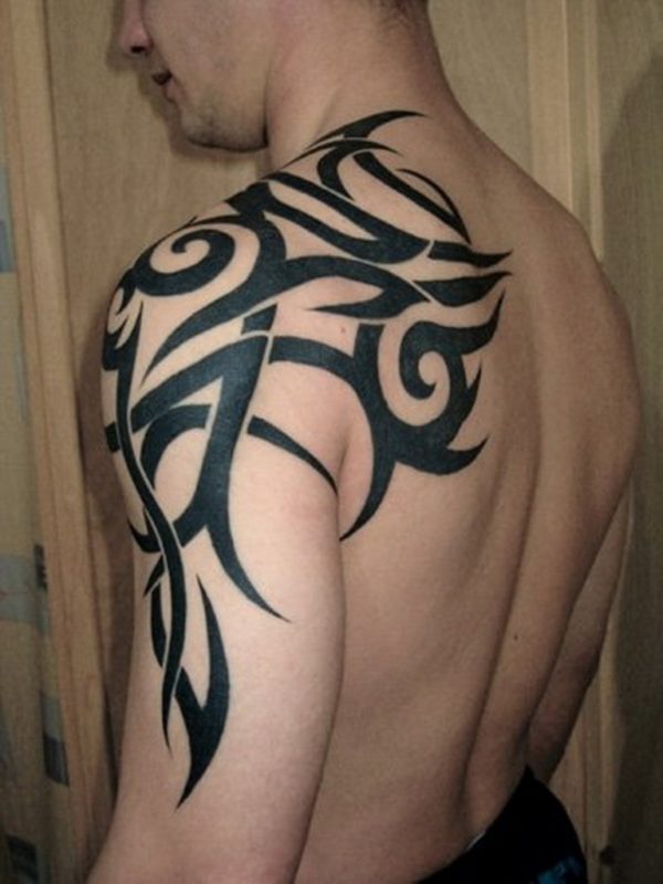 Traditional Tribal Left Shoulder Tattoo