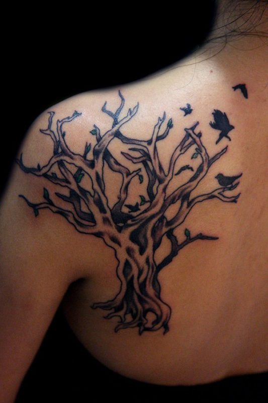 Tree Shoulder Tattoo For Women