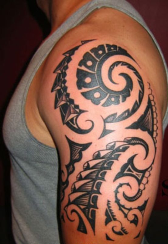 Tribal Black Shoulder Tattoo