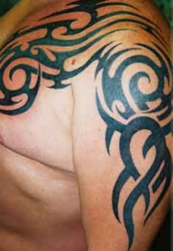 Tribal Dragon Shoulder Tattoo