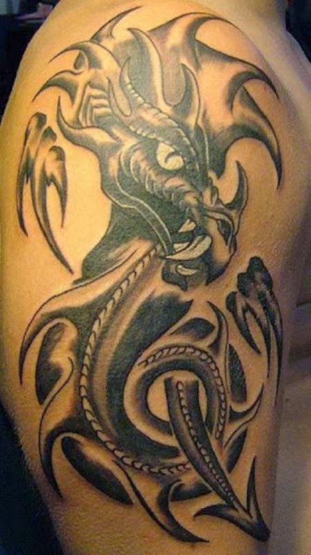 Tribal Dragon Tattoo