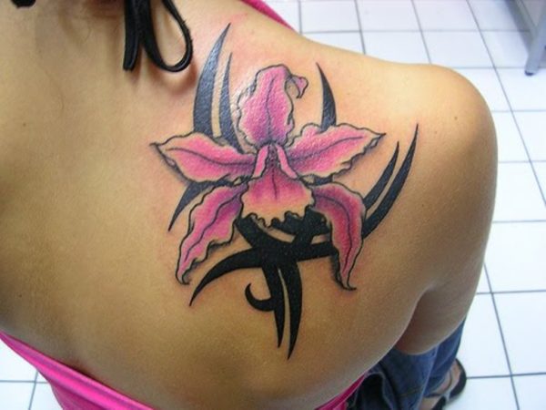Tribal Flower Shoulder Tattoo
