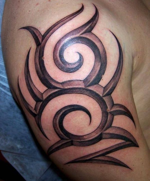 Tribal Grey Shoulder Tattoo