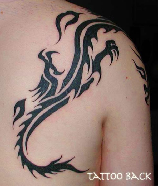 Tribal Shoulder Dragon Tattoo Design