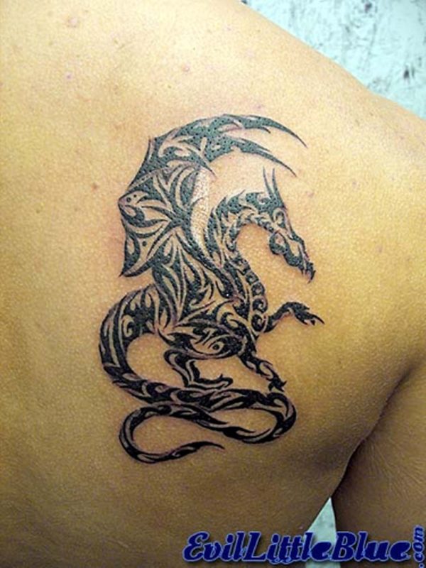 Tribal Shoulder Dragon Tattoo