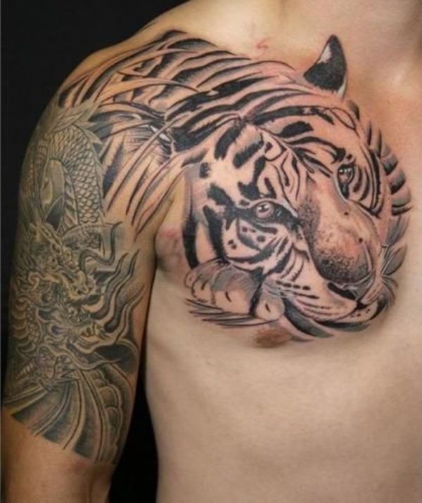 Tribal Tiger Tattoo On Shoulder