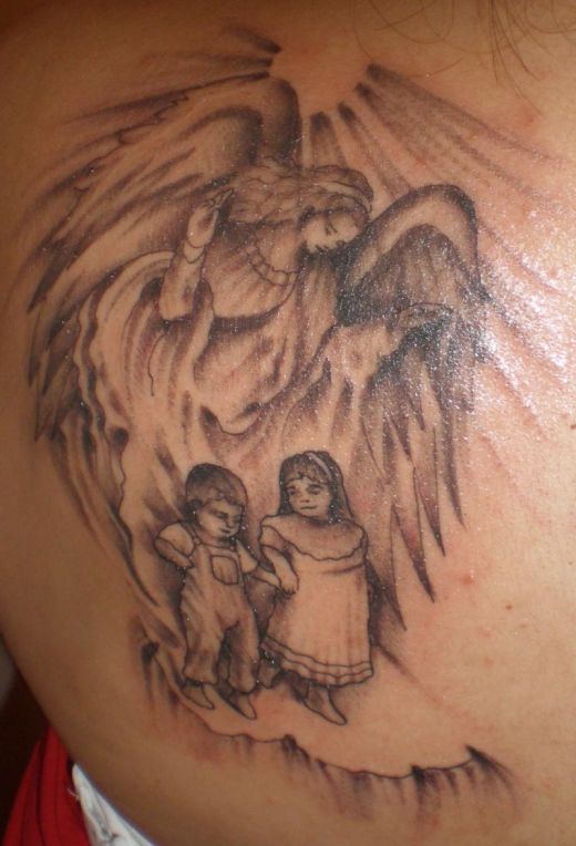 Two Baby Angel Kids Tattoo