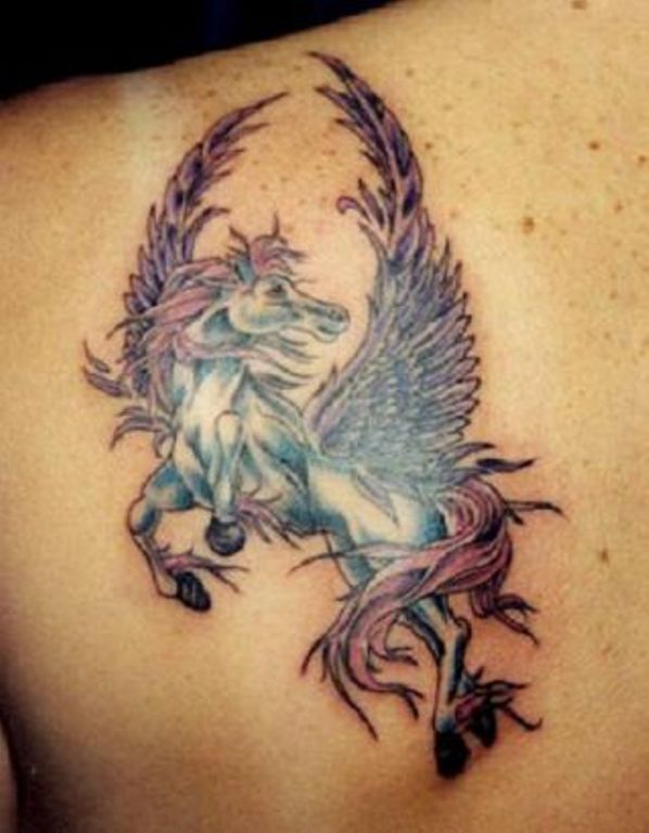 Unicorn Tattoo On Left Shoulder