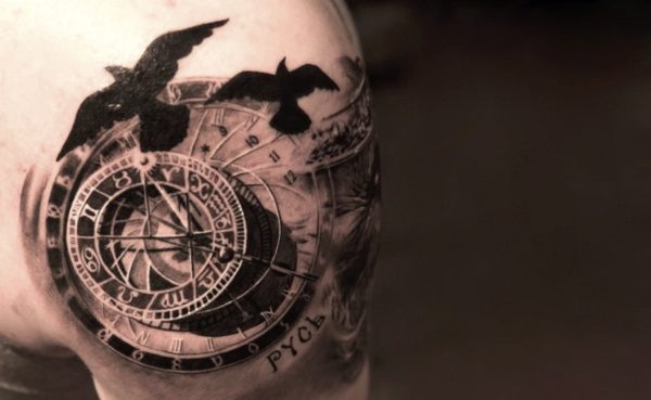 Unique Clock Tattoo Design