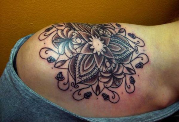 Unique Lotus Flower Tattoo On Shoulder