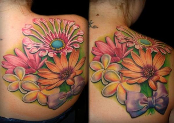 Vibrant Color Flowers Tattoo