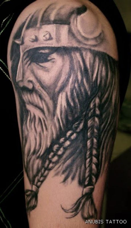 Viking Black Tattoo Design On Shoulder
