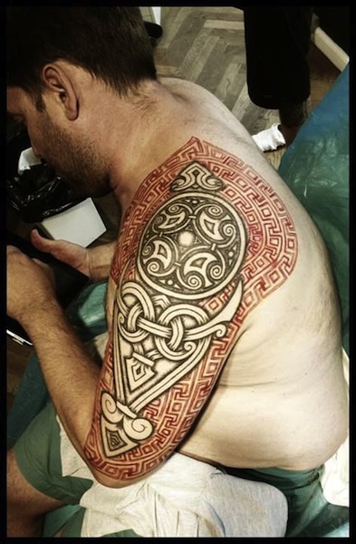 Viking Tattoo On Left Shoulder 