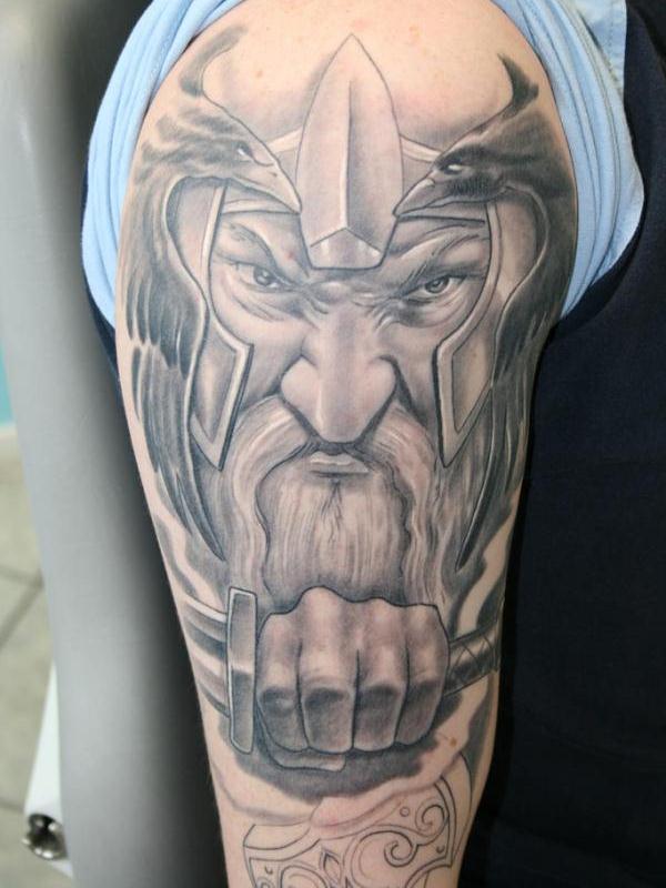 Viking Tattoo On Left Shoulder