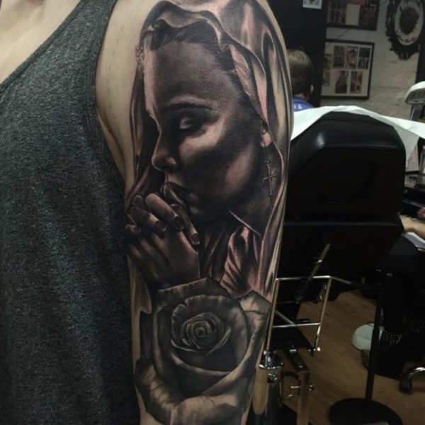 Virgin Mary Praying Tattoo