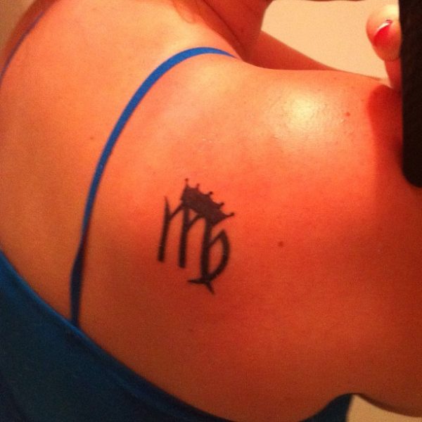 Virgo Tattoo On Shoulder Back