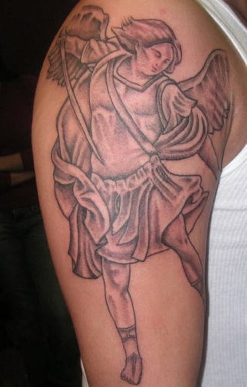 Warrior Angel Shoulder Tattoo Design