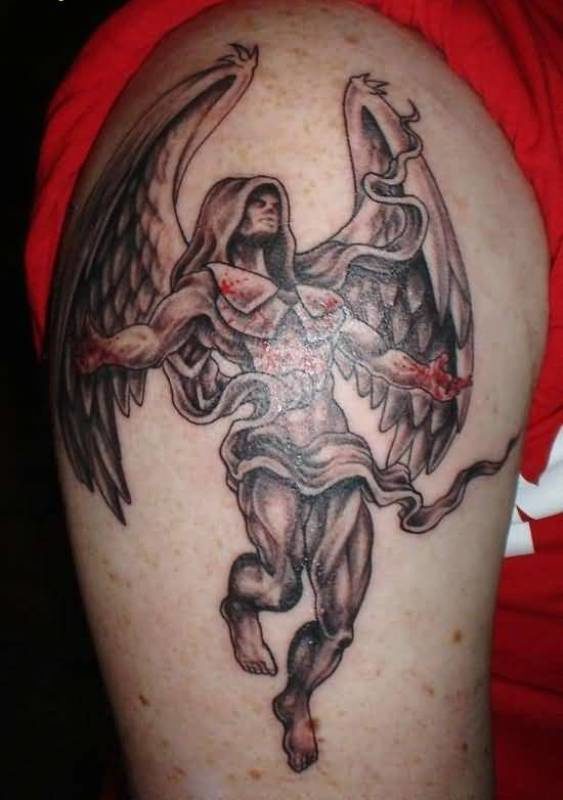 Warrior Angel Shoulder Tattoo Desing