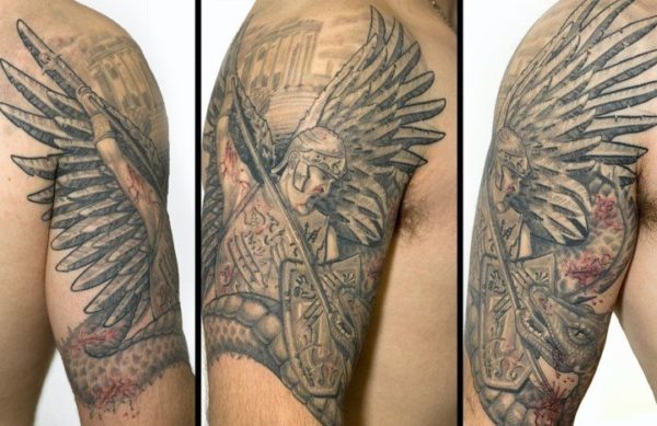 Warrior Angel Shoulder Tattoo