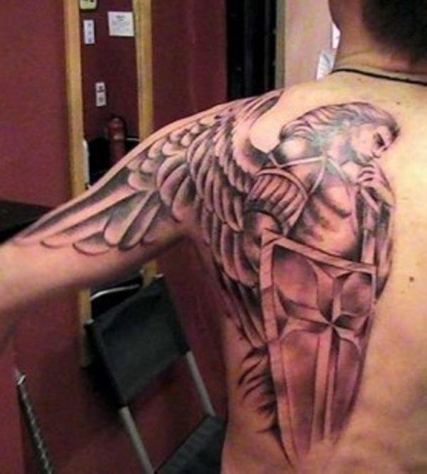 Warrior Wings Tattoo On Left Shoulder