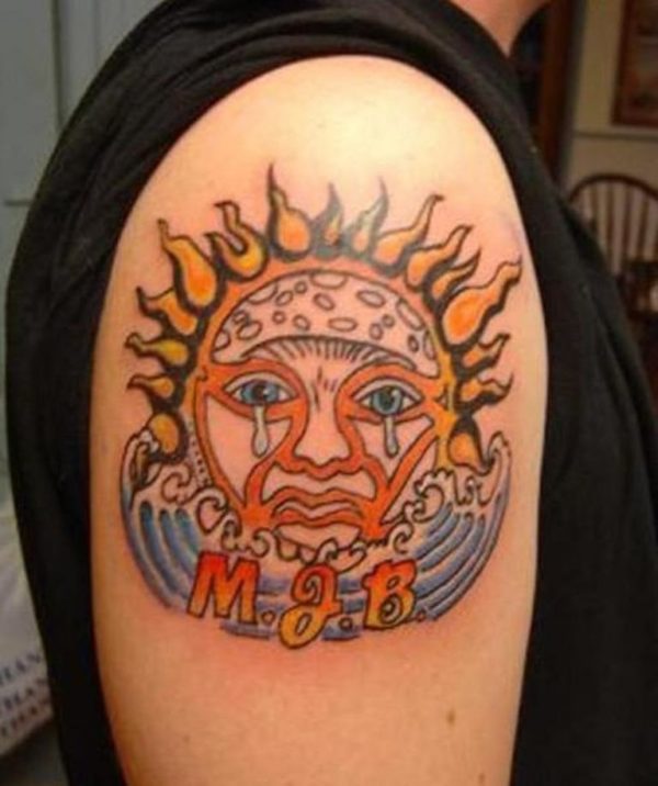 Weeping Sun Tattoo On Shoulder