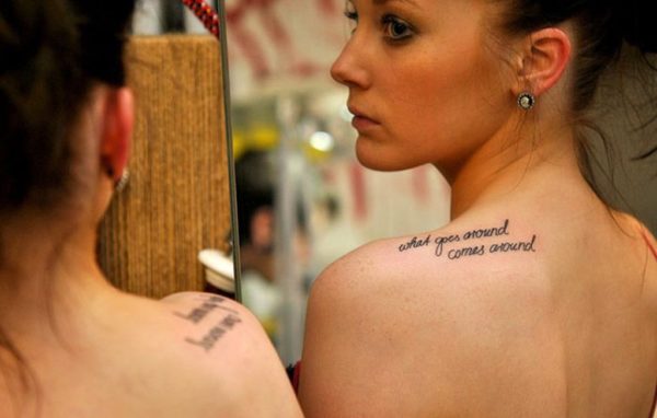 What Goes Around Comes Around Lettering Tattoo