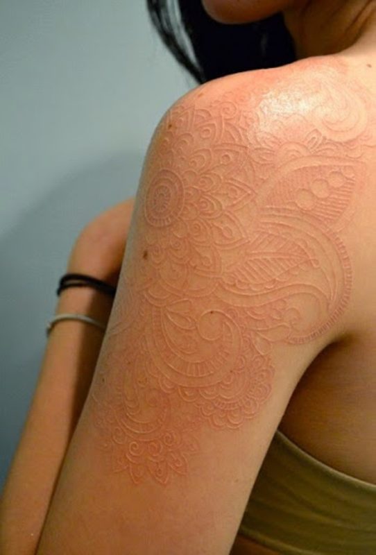White Designer Lace Shoulder Tattoo