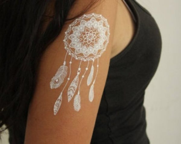 White Dream Catcher Tattoo