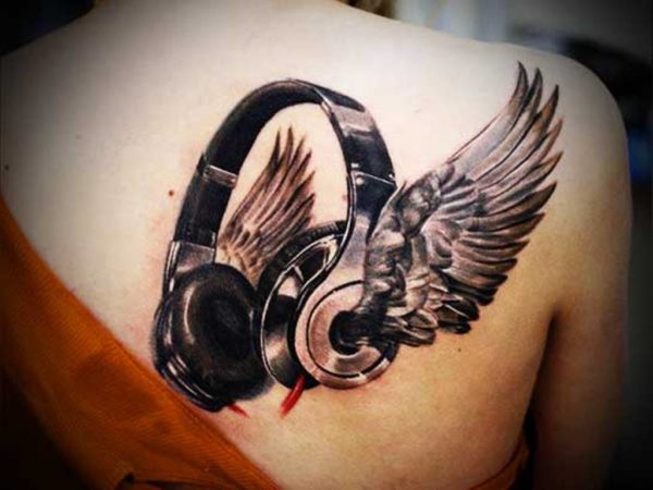 Winged Headphone Music Tattoo