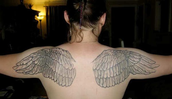 Wings On Both Shoulder Tattoo