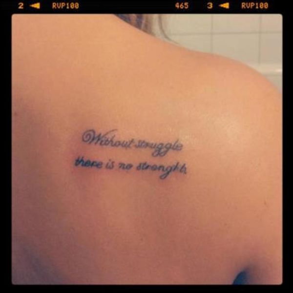 Without Struggle There Is No Strength Lettering Tattoo-st6124