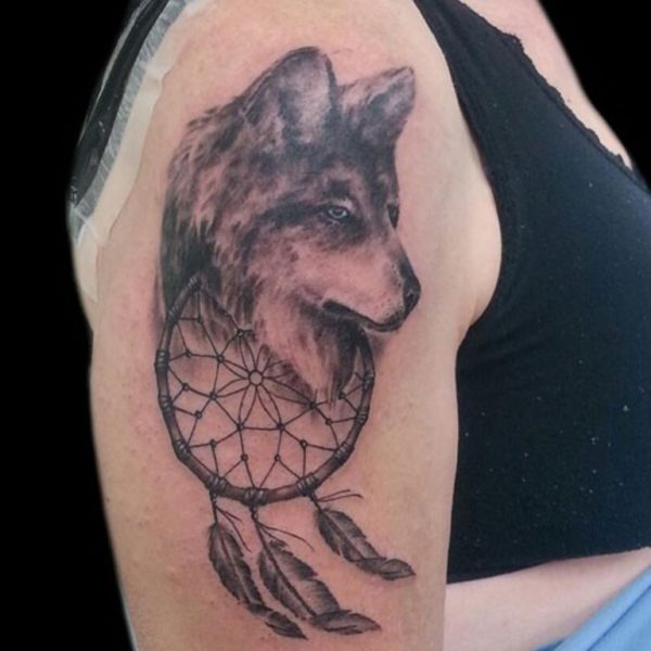 Wolf Dream Catcher Tattoo