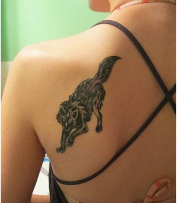 Wolf Tattoo On Back Shoulder