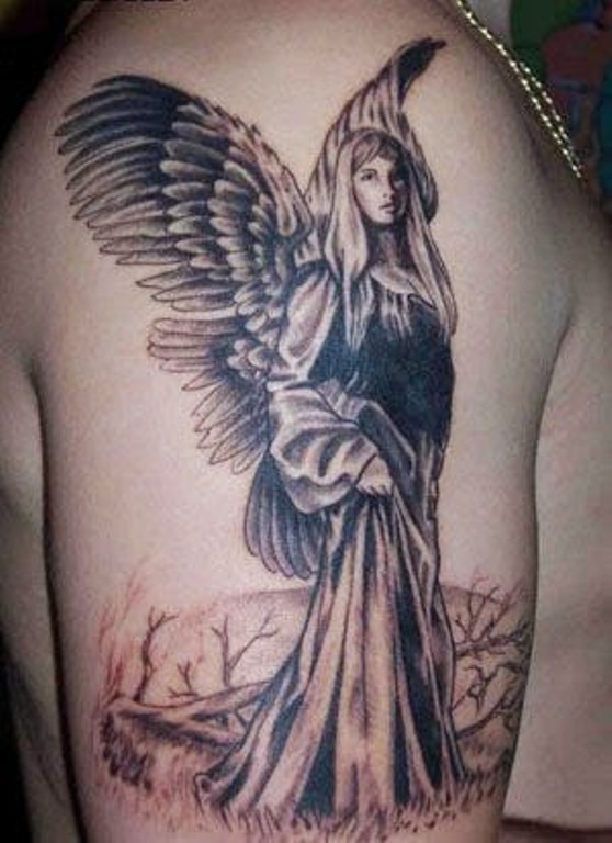Wonderful Angel Shoulder Tattoo