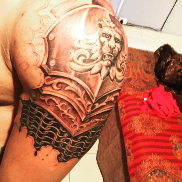 Wonderful Armor Shoulder Tattoo Design