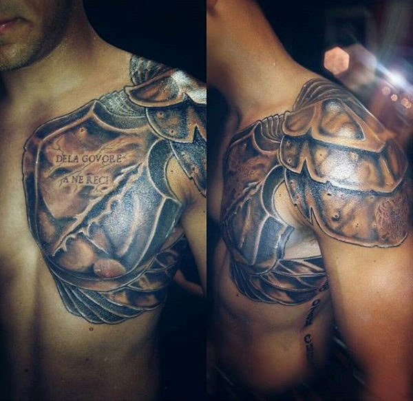 Wonderful Armour Tattoo On Left Shoulder