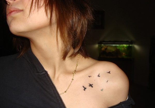 Wonderful Birds Tattoo On Front Shoulder