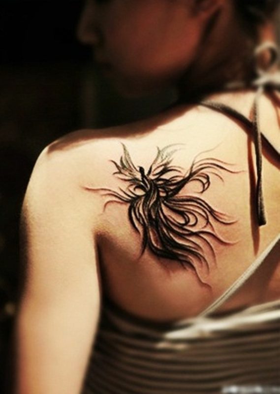 Wonderful Black Phoenix Tattoo Design