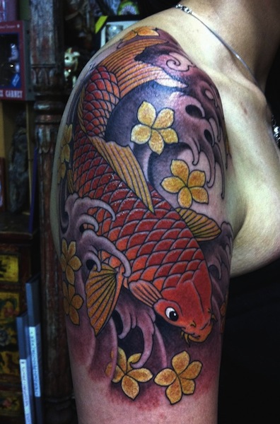Wonderful Colored Fish Tattoo